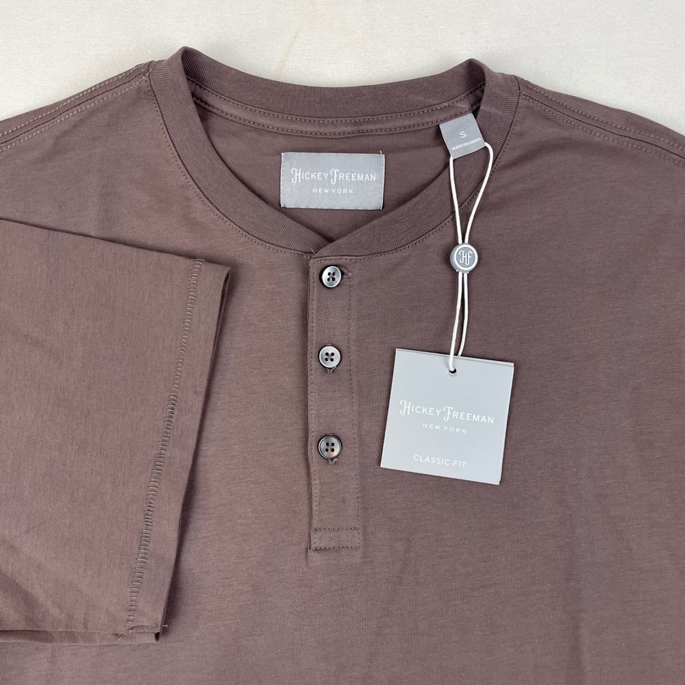 Hickey Freeman Mens Henley Shirt Vintage Mauve Classic Fit QC9H34VMUF5 Small NWT